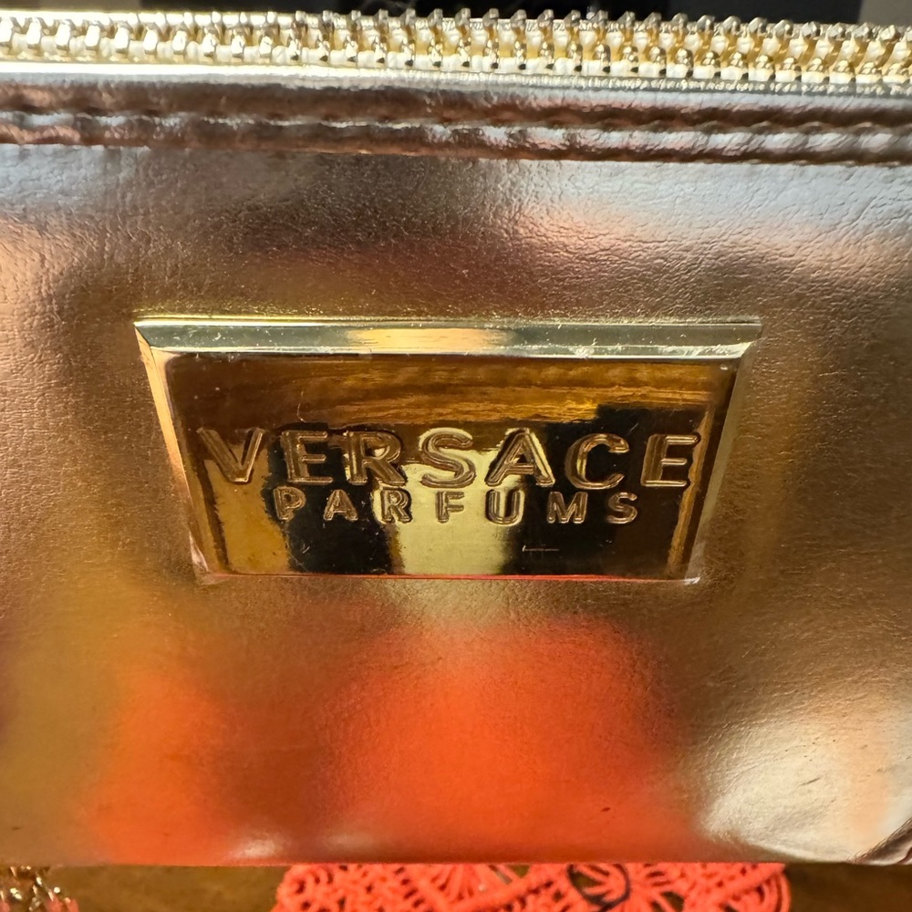 Versace perfumes clutch wristlet soft gold chain purse